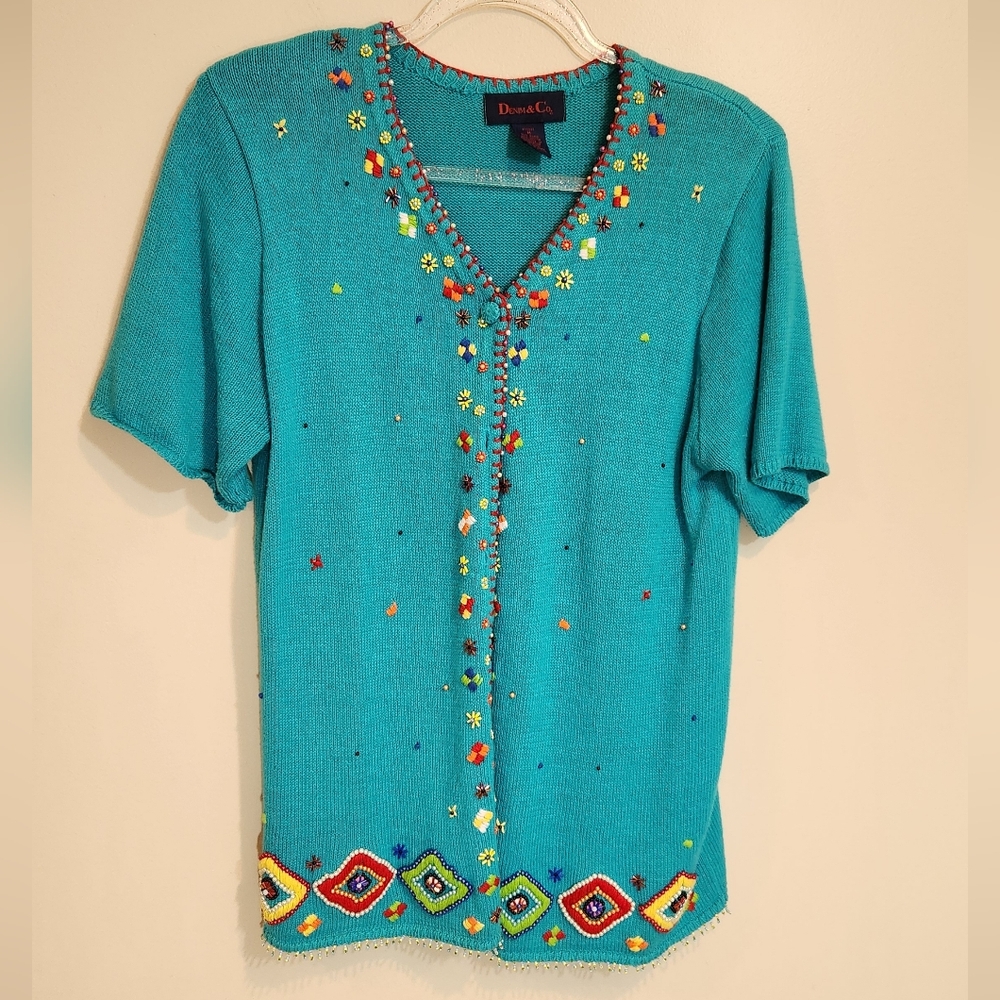 Denim & Co. Embellished Button-down Sweater